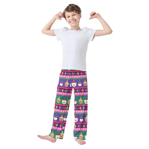 ZZXXB Birthday Penguin Bear Boys Long Pants Soft Trousers Elastic Waist Kids Lounge Bottoms with Pockets S-XL2