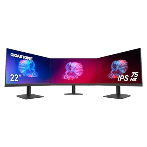Image of Gigastone 22 inch IPS LED Back Light Monitor 3-Pack 75Hz FHD 1920 x 1080, 1080P 178 Wide View Frameless, Dual Monitor, 4ms, Eye Care Technology, Ergonomic Tilt VESA Mount, HDMI VGA