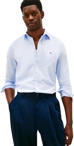 Tommy Hilfiger Chemise Flex Dobby SF MW0MW41684 L/S pour Homme, Bleu, L, Bleu (Sweet Blue), L