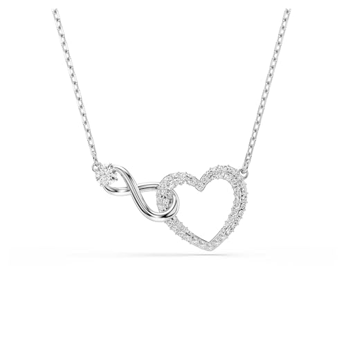 Swarovski Pendente Hyperbola, Cuore e infinito, Bianco, Placcato rodio