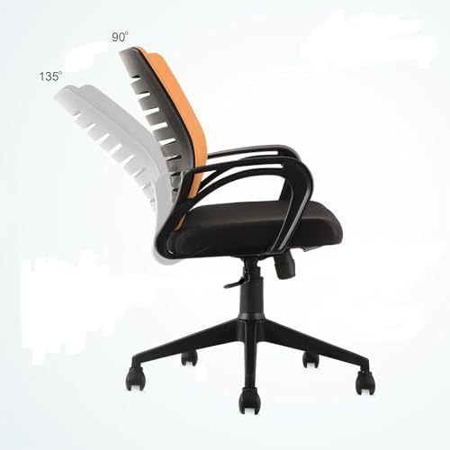Image of Ngfc Office Chair for Home with Back Support Arm Rest 360 Degree Rotating Office Chair with Tilt Lock Mechanism High Comfort Seating Ergonomic Chair for Home & Office (Orange)