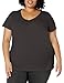 JUST MY SIZE Womens Slub Jersey Short Sleeve Shirred V-Neck T-Shirt Fashion t Shirts, Black, 4X US