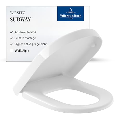 Villeroy & Boch WC-Sitz Subway - Toilettendeckel Weiß glänzend mit Absenkautomatik - Abnehmbarer, bruchsicherer Toilettensitz aus Duroplast - Eleganter Klodeckel D-Form - Original Ersatzteil Villeroy & Boch WC-Sitz Subway - Toilettendeckel Weiß glänzend mit Absenkautomatik - Abnehmbarer, bruchsicherer Toilettensitz aus Duroplast - Eleganter Klodeckel D-Form - Original Ersatzteil
