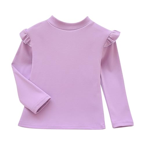 Little Girls Cute Ruffle T-Shirt Long Sleeve Crewneck Petal Pullover Toddler Kids Casual Comfy Trendy Tops Basic Solid