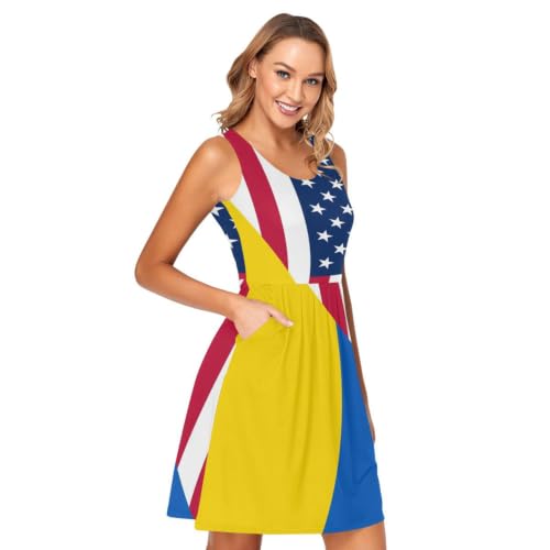 Robe USA Ukraine fluide à poches pour vos sorties et vacances d'été