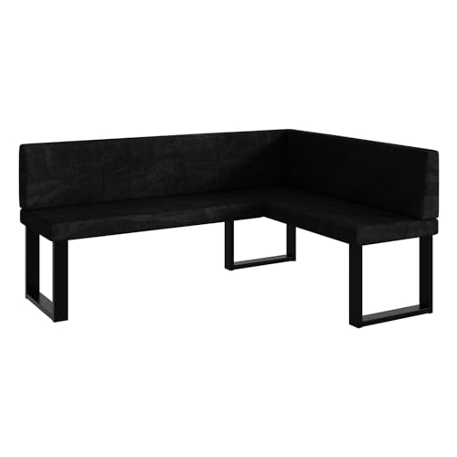 MEBLINI Eckbank für Esszimmer - Küchenbank - Essecke - Sitzecke Küche - Peter - U-Beine 128x168x87cm Rechts - Graphit Samt