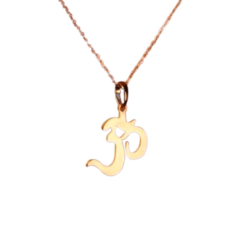 Collana con ciondolo Om minimalista in argento sterling 925 dalla forma particolare, con catena a maglia fine da 45 cm e ciondolo placcato oro. Gioiello ricco di significato |WWS_3DM_00745