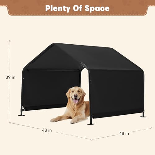 Dog Shade Shelter Outdoor 4'x4'x3' Tent for Large Medium Dogs, Outside Sun Rain Canopy Pet House for Cats Pigs Livestock with Waterproof Roof Ground Nails,Black - Image 5