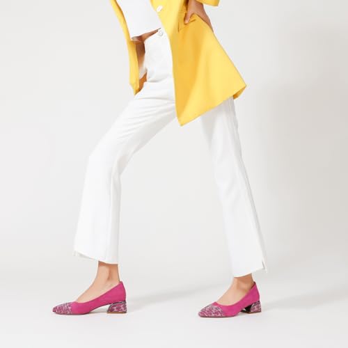 Women's Block Heel Pumps Round Toe Chunky Heels with Rhinestones Comfortable Work Shoes3