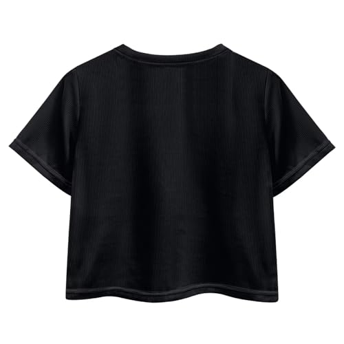 Image of Cute Crop Tops for Girls Short Sleeve Summer T Shirts Fashion Graphic Tees Crew Neck Pullover Tee 5-14 Years