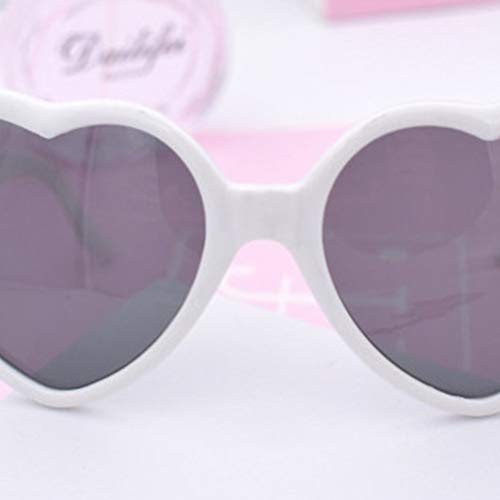 FENICAL Special Effects Glasses Party Favor Peach Heart Light Diffraction Eyeglasses Light Changing Eyewear (White) - Thumbnail 4