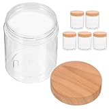 Angoily Tarros de Cocina Transparentes PET 250Ml Set de 6 Botes Herméticos Tapa PP Efecto Madera Contenedores para Alimentos Secos Azúcar Harina y Frutos Secos Almacenamiento