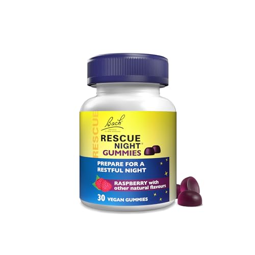 Rescue Night Gummies | Natural Bedtime Support | Bach Original Flower Essences | 30 Vegan Raspberry Flavoured Gummies| Help Prepare for Restful Sleep