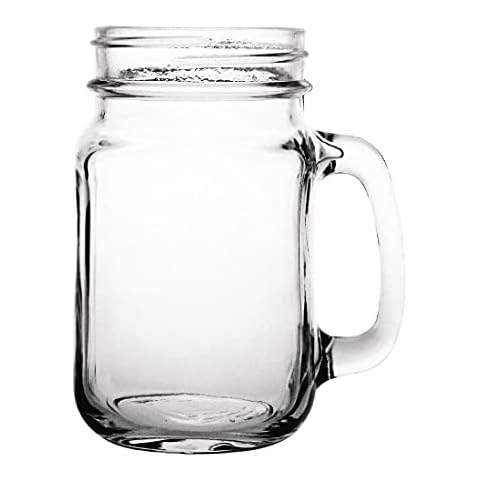 Olympia CE678 12x Handled Jam Jar Glasses 16oz 470ml Cocktail Beer Drinking Mugs Cover