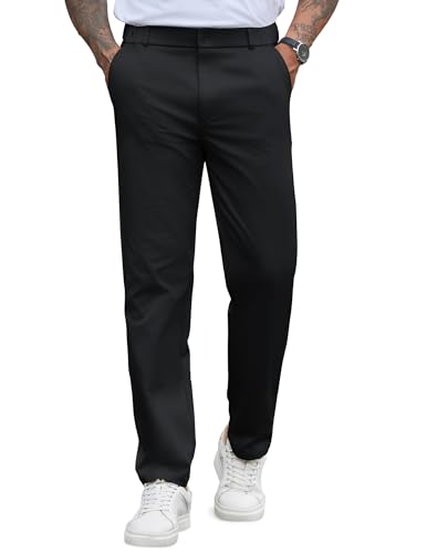 COOFANDY Mens Business Casual Dress Pants Straight Leg Twill Trousers Flat Front Slacks Black