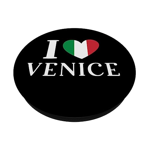 I Love Heart Venice Italy Proud Italian Flag PopSockets Swappable PopGrip, Black - Image 2
