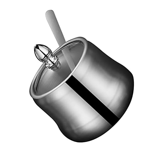 Hemoton Rostfritt Stål Kryddar Behållare Condiment Flaska Jar Salt Box Köksburkar Med Lock För Salt Peppar Krydd Kaffete (Silver)