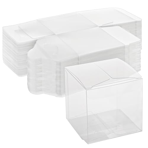 Boîtes à dragées transparentes PVC 6x6x6 cm pour mariages et baptêmes
