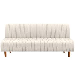 H.VERSAILTEX Stretch Futon Slipcover Armless Sofa Cover Furniture Protector Without Armrests Slipcover Soft with Elastic Bottom for Kids, Spandex Jacquard Modern Stripe Design, Ivory