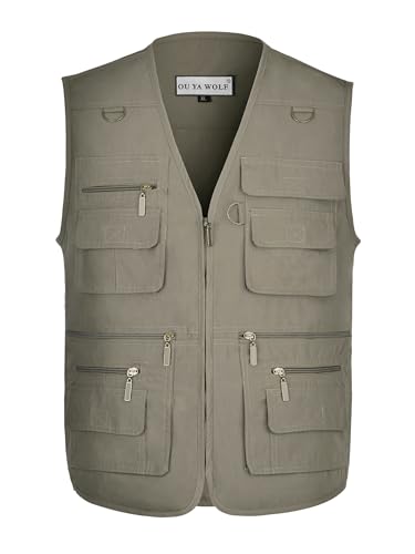 Image of Men's Poplin Outdoors Travel Sports Multi-Pockets Work Fishing Vest