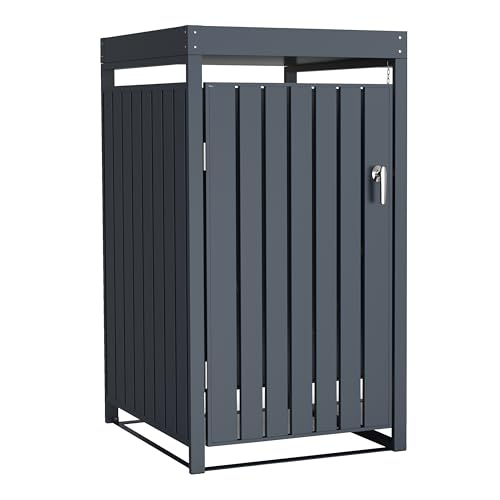 AXI Leon Cache Poubelle Métallique Anthracite/Jardinière - Abri Poubelle pour 1 conteneur - Max. 240L - Abri Poubelle Extérieur avec Excellente Ventilation