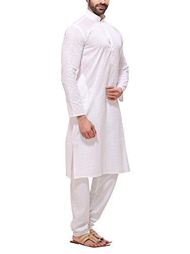 Royal Kurta Men's Rg Designers Cotton Kurta Pajama Set Small White