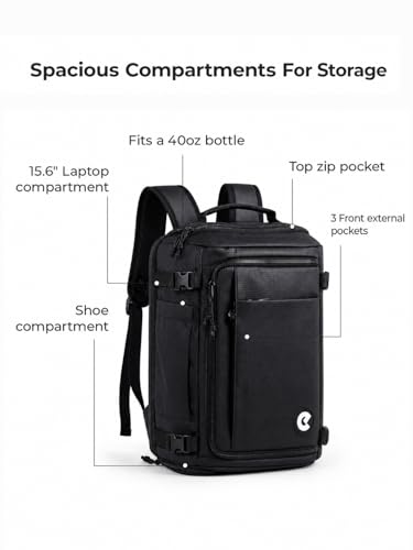 Image of Easify All IN ONE Backpack (38L) Carry-On Cabin Luggage Backpack with 15.6 Inch Laptop Sleeve, RFID Protection & Shoe Compartment | Weekender bag for Men & Women