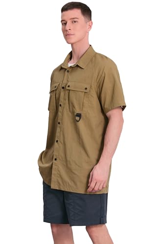 Cromoncent Men's Western Snap Short Sleeve Shirt Casual Two Pockets Quick Dry Waterproof Work Shirts4