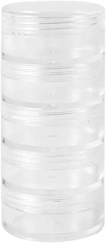 Sinbyuer 5 Layer Stackable Clear Plastic Storage Containers with Screw Lid | Round Interlocking Cosmetic Jars for Beads, Jewelry, Nail Art, Glitter Crafts, Fishing Accessories & Small Parts Organizer-image-7