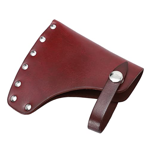 Cowhide Axe Head Cover with Metal Buckle, Universal Hatchet Sheath for Protection and Decoration, 5.43X5.11X1.77 Inch, Brown