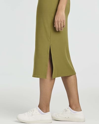 Image of Real Essentials 3 Pack: Women's Ribbed Knit Sleeveless Crew Neck Tank Casual Midi Shift Dress with Slit