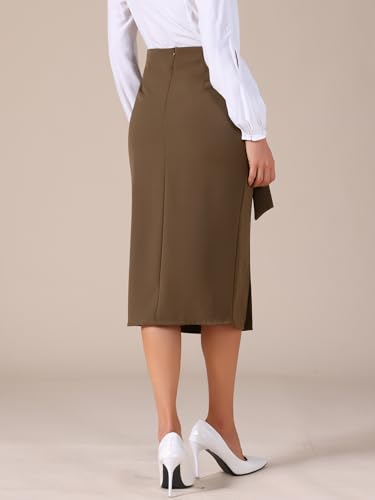 Allegra K Women's Work Wrap Skirts Bow Tie Office Slit High Waist Midi Skirt4
