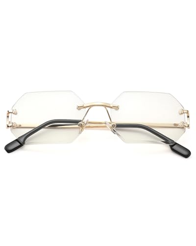 Pro Acme Rimless Rectangle Sunglasses for Men Women Polygon Frameless Tinted Shade Glasses2