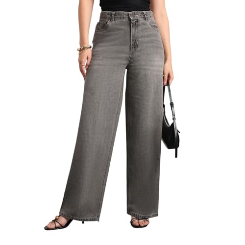 Image of Urbano Fashion Women's High Rise Loose Baggy Fit Washed Jeans Non-Stretchable