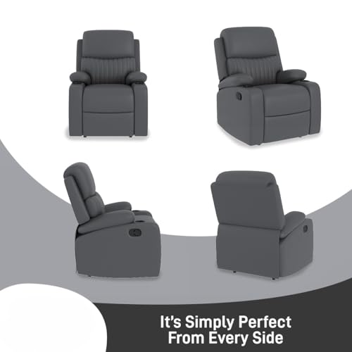 Image of Amazon Brand - Solimo Orleans | Single Seater Sofa Recliner | Manual Recliner (Leatherette Grey)