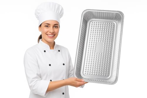 JOKOLO Heavy-Duty Aluminum Foil Tray Tin Foil Trays 500mm x 300mm x 80mm Large Disposable Roasting Pan for Cooking Baking Catering BBQ Parties & Food Storage Pack of 5 (Large Capacity 7800 ML)