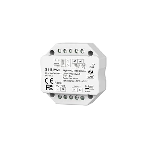Variateur Tuya Zigbee 3.0 AC LED Triac S1B(WZ) avec télécommande 2.4G