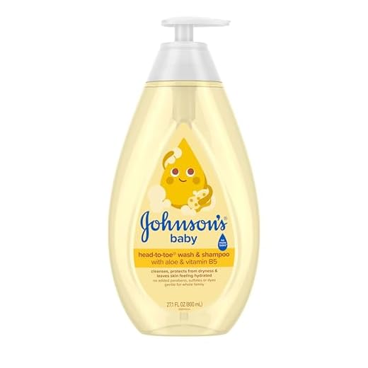 Johnson's Baby Head-To-Toe Baby Wash & Shampoo + Aloe & Vitamin B5, 2-in-1 Bath Wash Gently Cleanses Newborn's Delicate Skin & Hair, Hypoallergenic, No Added Parabens, Dyes & Sulfates, 27.1 fl. oz