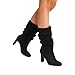 DREAM PAIRS Slouch Boots for Women Mid Calf, Women's Fashion Almond Toe High Heel Fall Winter Dressy Boots,Size 9.5,Black-Suede,SDMB2407W