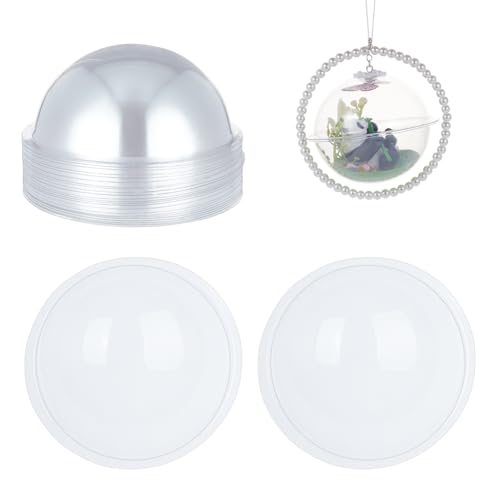 OLYCRAFT 24Pcs Half Ball Dome 3.1 Inch Clear Plastic Domes Candy Holder Shaker Domes Transparent Plastic Dimensional Dome Packing Covers for Shaker Card Making Paper Crafting DIY Present Box