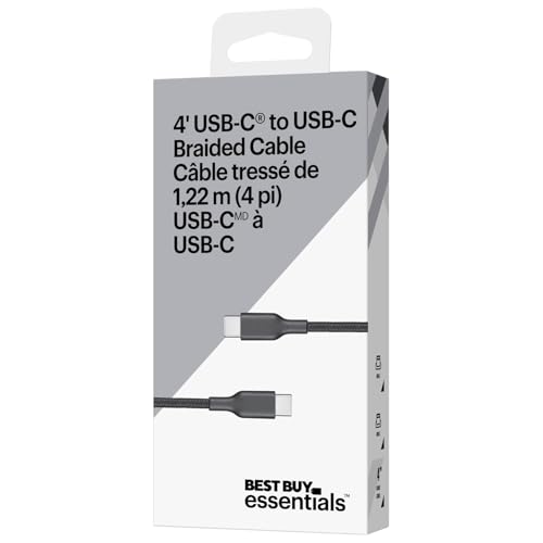 Image of Best Buy essentials 4 ft. 60W USB-C to USB-C Braided Charge-and-Sync Cable