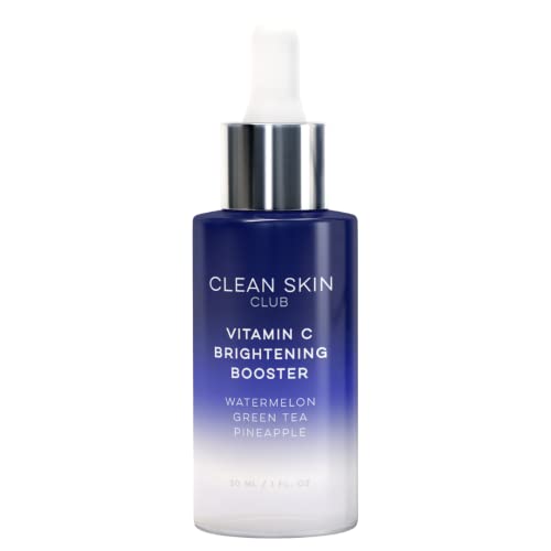 Clean Skin Club Vitamin C Serum & Brightening Booster | Vitamins A, E, D & K | Phospholipids & Arginine | Anti Aging Collagen Stimulating Serum | Acne, Scars, Sun Damage, Wrinkles & Age Spot Treatment