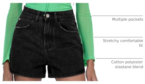 Image of onlypuff Women Denim Shorts Ripped Mid Waisted Jean Shorts with Pockets