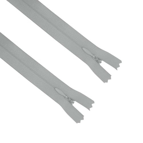 Image of ANPURZII 2PCS #3 12 Inch Silver Invisible Zippers for Sewing Skirts, Nylon Coil Bulk Zippers for Pocket, Pillow(Silver 12 inch 2PCS)