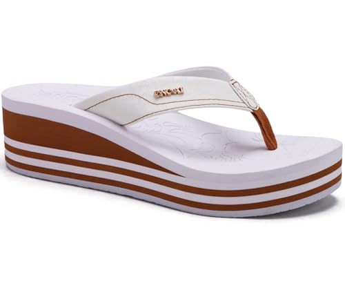 Image of ONCAI Women's Platform Wedge Flip Flops Trendy Dressy Womans Summer Flatform Chunky Heel Sandals with Comfortable Walking Outdoor Rubber Soles (US Size 5-11)