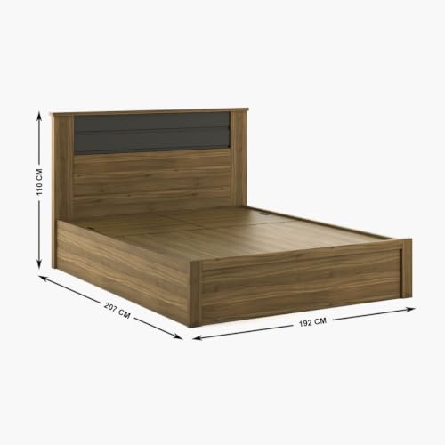 Image of Home Centre | Quadro Cosco King Size Bed with Hydraulic Storage | Engineered Wood | Brown | 1 Year Warranty