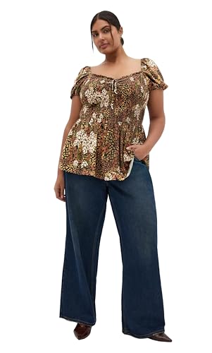 City Chic Women's Plus Size Top - Azure Shirred Print, 22