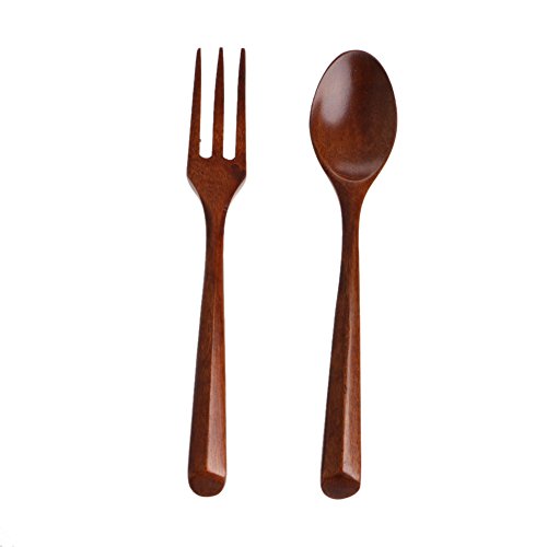 Juego de cuchara de madera, tenedor, cubiertos de madera, ensalada, utensilios de cocina, utensilios de comedor, soporte para cucharas de kichen, soporte de acero inoxidable para estufa, té, café