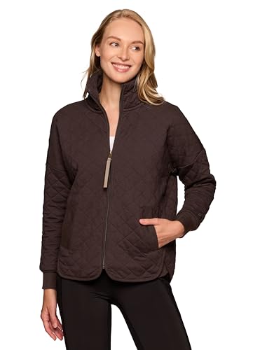 Avalanche Quilted Jacket for Women, All Season Mock Neck Zip Up Jacket with Pockets for Hiking, Travel, Casual Wear