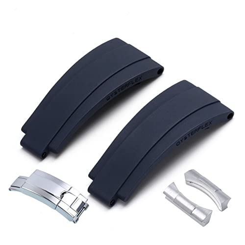 Bracelet caoutchouc 20mm sans espace boîtier boucle argentée